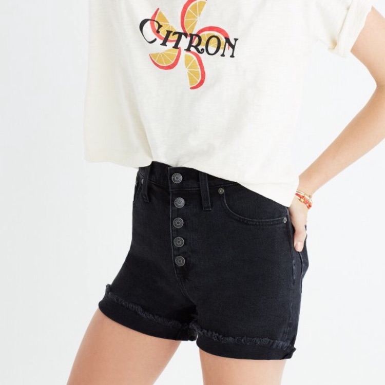 Nwt Madewell Button-Through Shorts In Faded Black